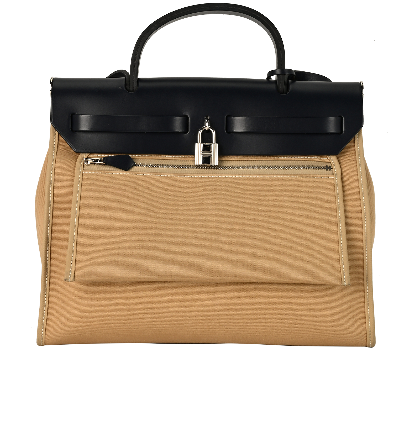 HerBag 31, &pound;1,800, Handbags, Beige/Navy, Canvas/Leather, Back view
